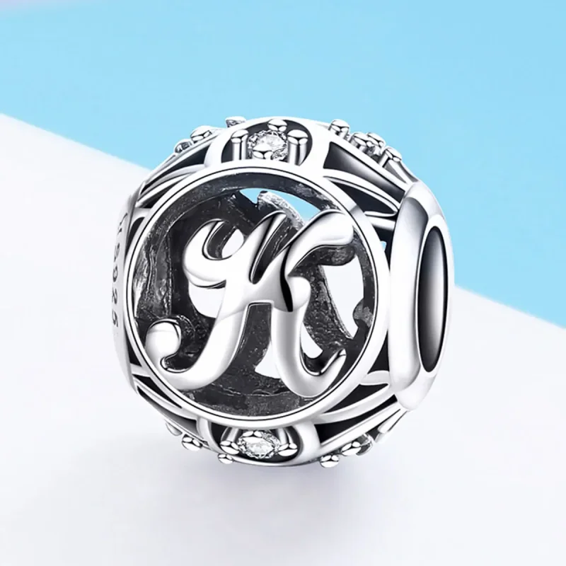 (bilde for) Pandora Style Letter-K Charm - SCC738-K - Vis 2
