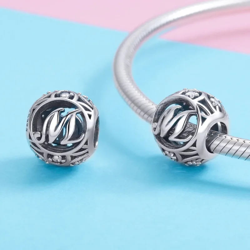 (bilde for) Pandora Style Letter-M Charm - SCC738-M - Vis 3