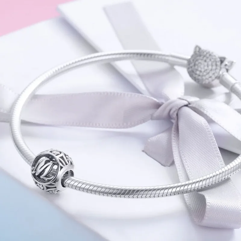 (bilde for) Pandora Style Letter-M Charm - SCC738-M - Vis 4