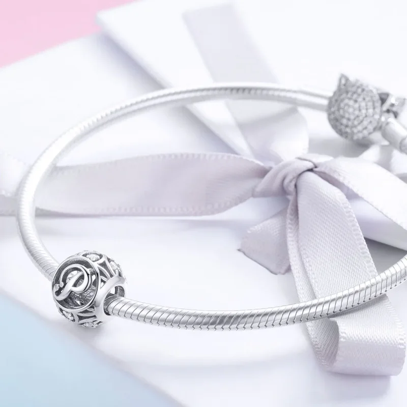 (bilde for) Pandora Style Letter-P Charm - SCC738-P - Vis 4
