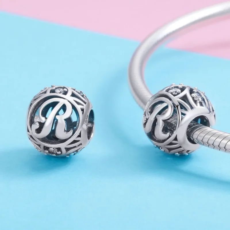 (bilde for) Pandora Style Letter-R Charm - SCC738-R - Vis 3