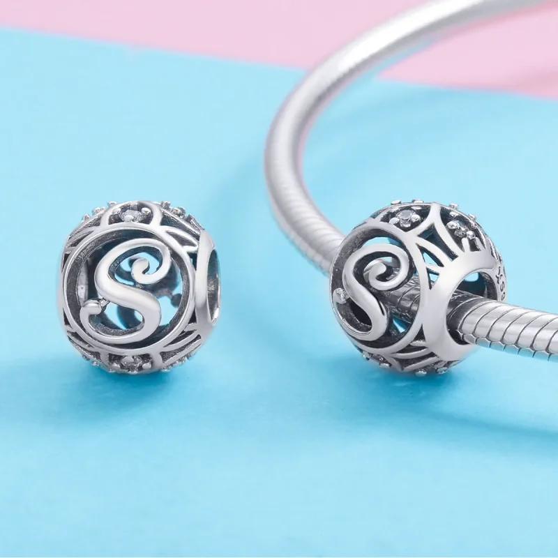 (bilde for) Pandora Style Letter-S Charm - SCC738-S - Vis 3