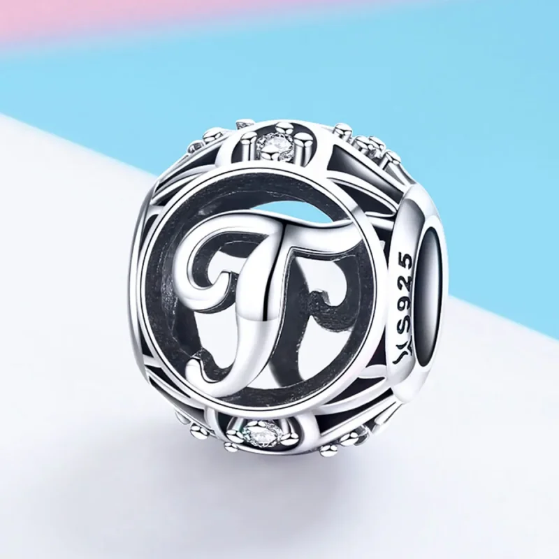 (bilde for) Pandora Style Letter-T Charm - SCC738-T - Vis 2