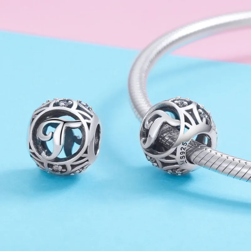 (bilde for) Pandora Style Letter-T Charm - SCC738-T - Vis 3