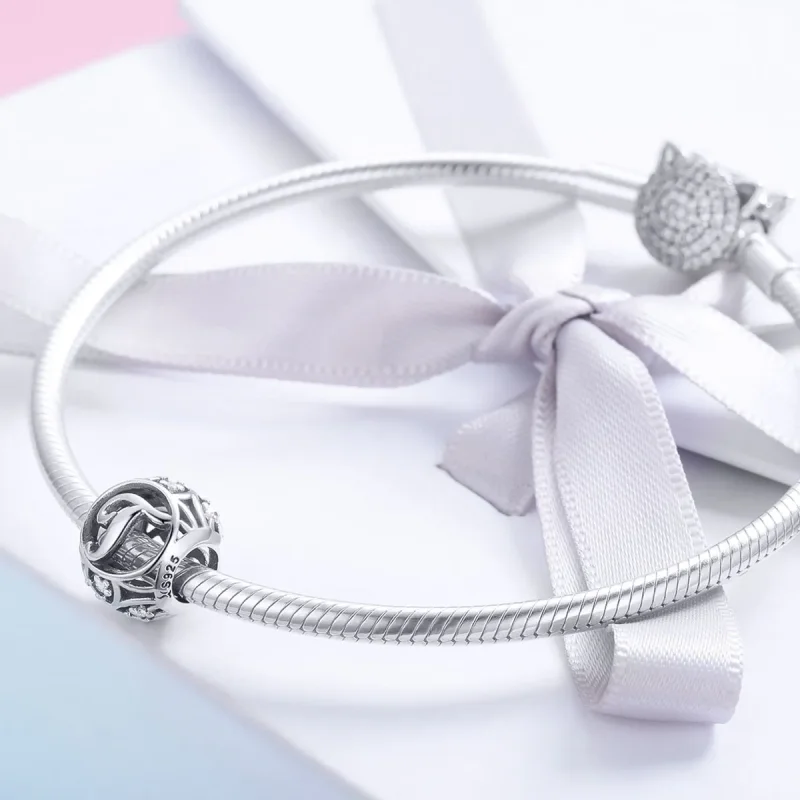 (bilde for) Pandora Style Letter-T Charm - SCC738-T - Vis 4