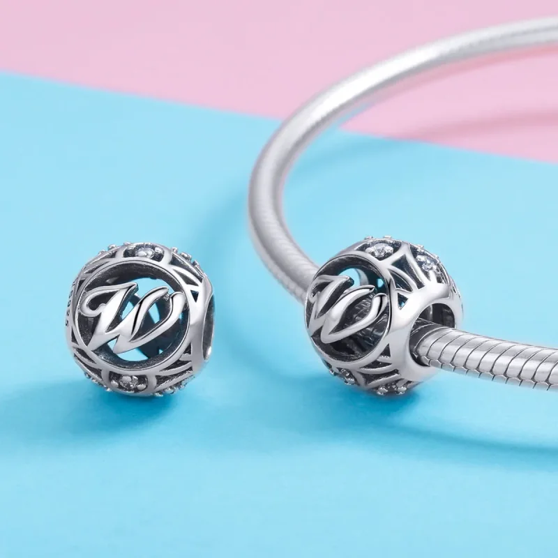 (bilde for) Pandora Style Letter-W Charm - SCC738-W - Vis 3