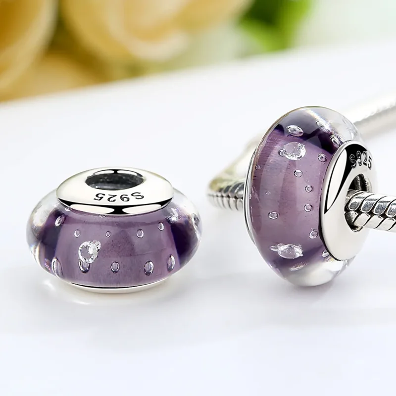(bilde for) Pandora Style Lilla Murano Glass Charm - SCZ001 - Vis 3