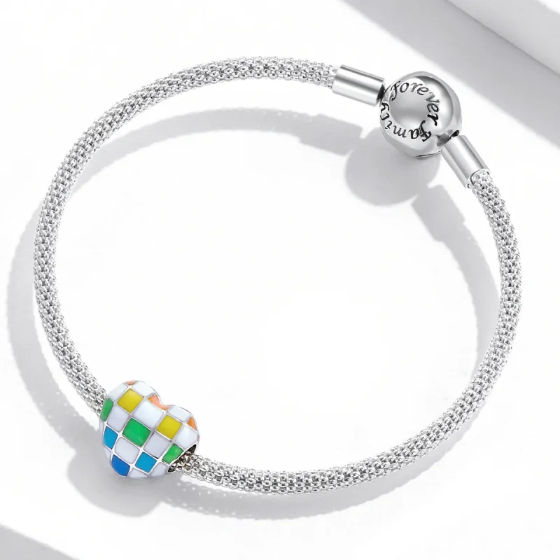(bilde for) Pandora Style Love Rainbow Checkerboard Charm - SCC2131 - Vis 3