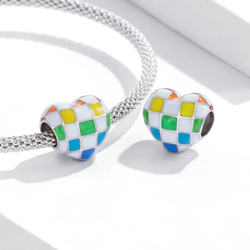 (bilde for) Pandora Style Love Rainbow Checkerboard Charm - SCC2131 - Vis 4