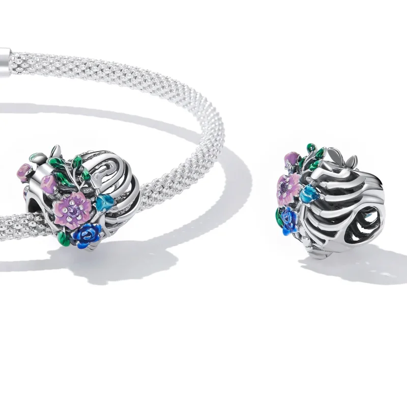 (bilde for) Pandora Style Love Rib Flower Charm - SCC2239 - Vis 4