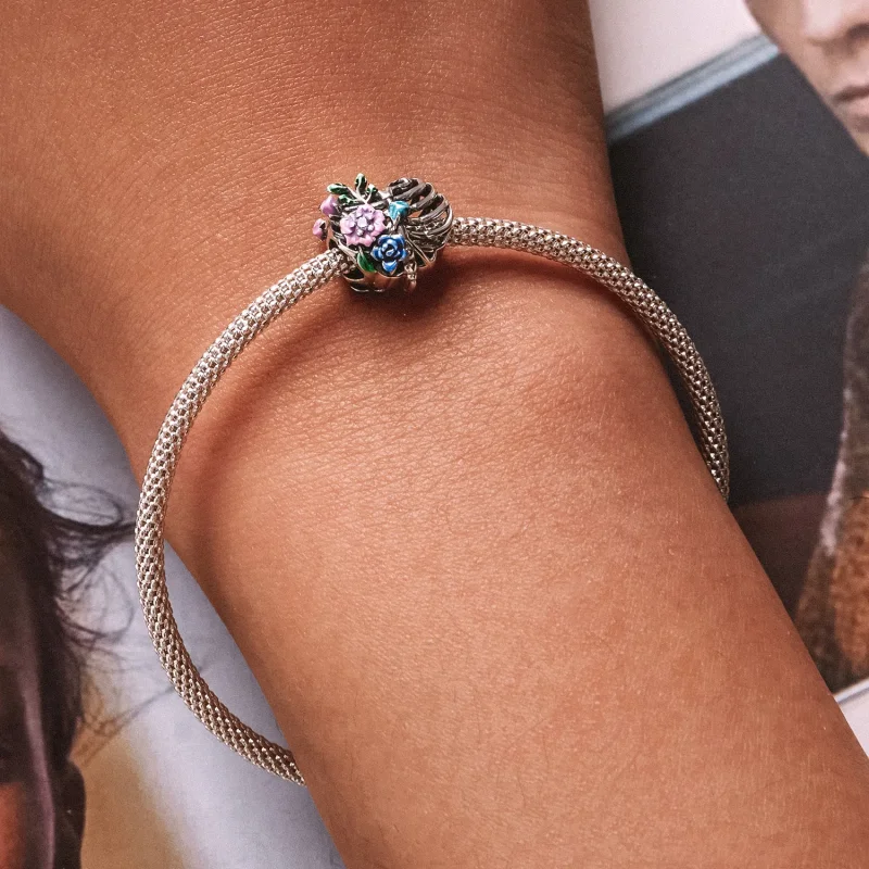 (bilde for) Pandora Style Love Rib Flower Charm - SCC2239 - Vis 6