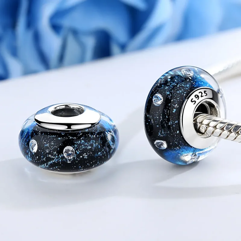 (bilde for) Pandora Style Midnight Bubbling med gjenget Murano Glass Charm - SCZ028 - Vis 4