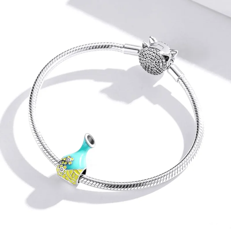 (bilde for) Pandora Style Mint Grønn Vinflaske Charm - SCC1920 - Vis 3