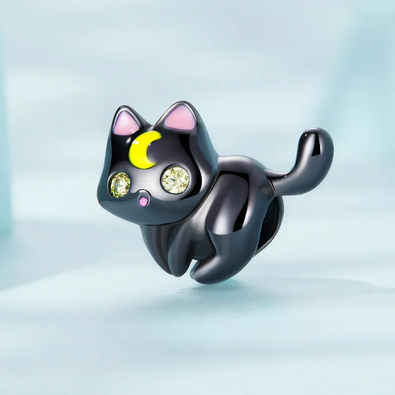 (bilde for) Pandora Style Moon Cat Charm - SCC2386 - Vis 2