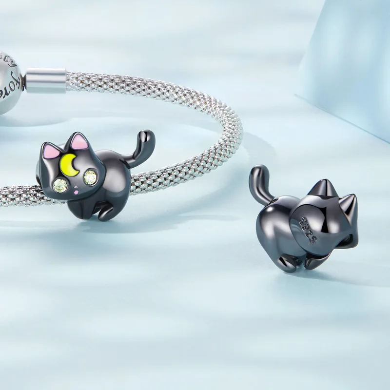 (bilde for) Pandora Style Moon Cat Charm - SCC2386 - Vis 4