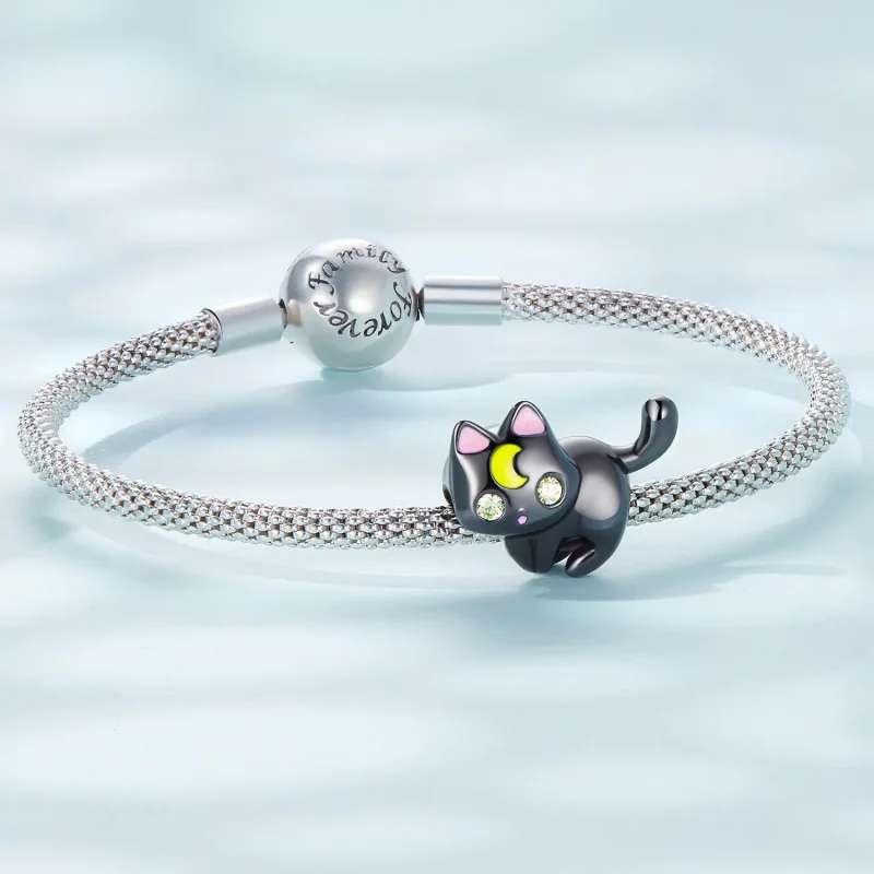 (bilde for) Pandora Style Moon Cat Charm - SCC2386 - Vis 5