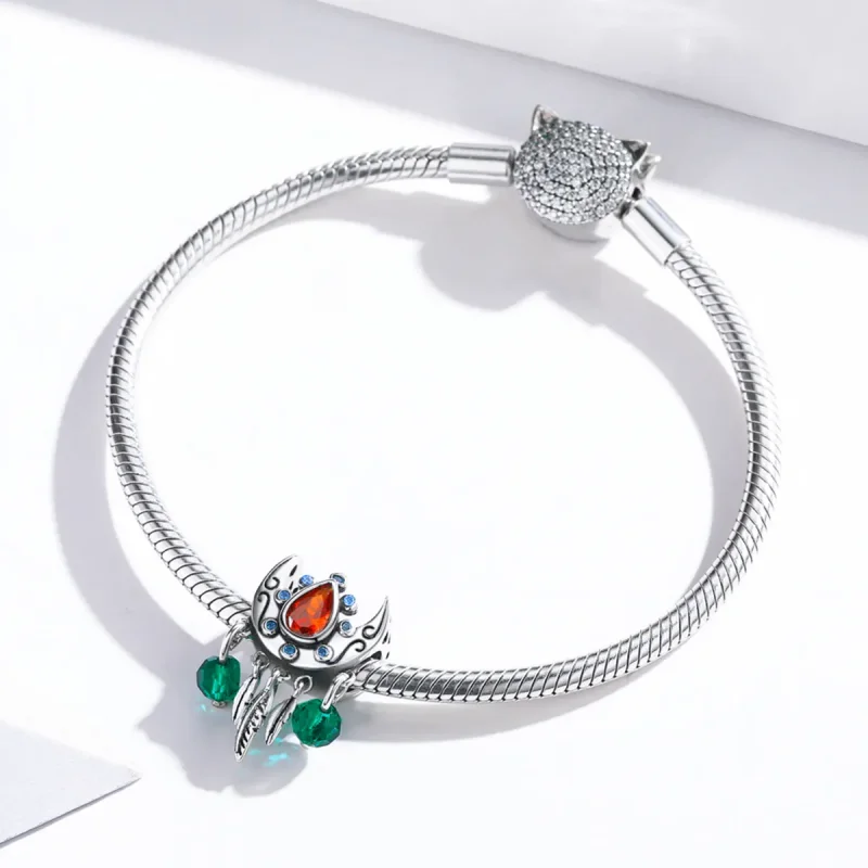 (bilde for) Pandora Style Moon Dream Catcher Charm - BSC452 - Vis 3