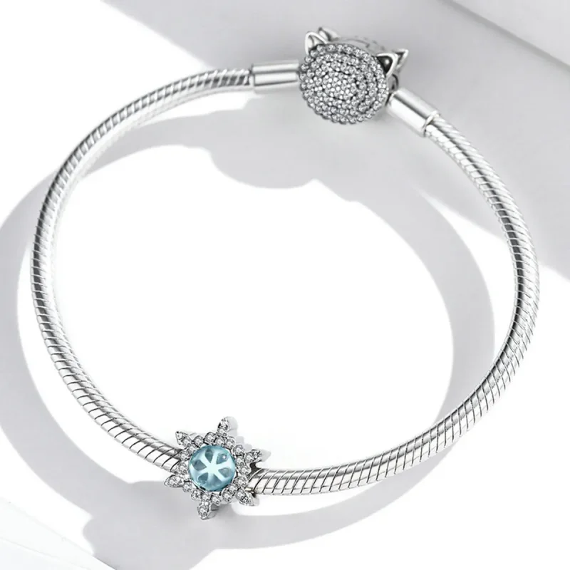 (bilde for) Pandora Style Moonstone Snowflake Charm - BSC512 - Vis 3