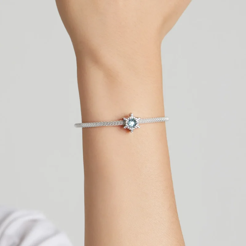 (bilde for) Pandora Style Moonstone Snowflake Charm - BSC512 - Vis 5