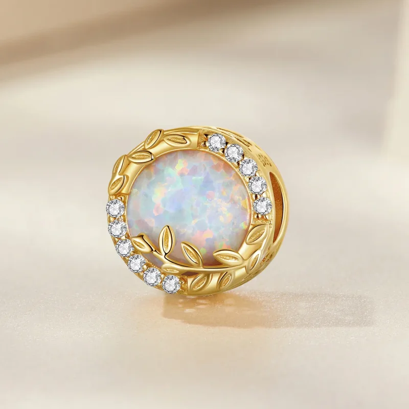 (bilde for) Pandora Style Opal Leaf Charm - BSC671 - Vis 2