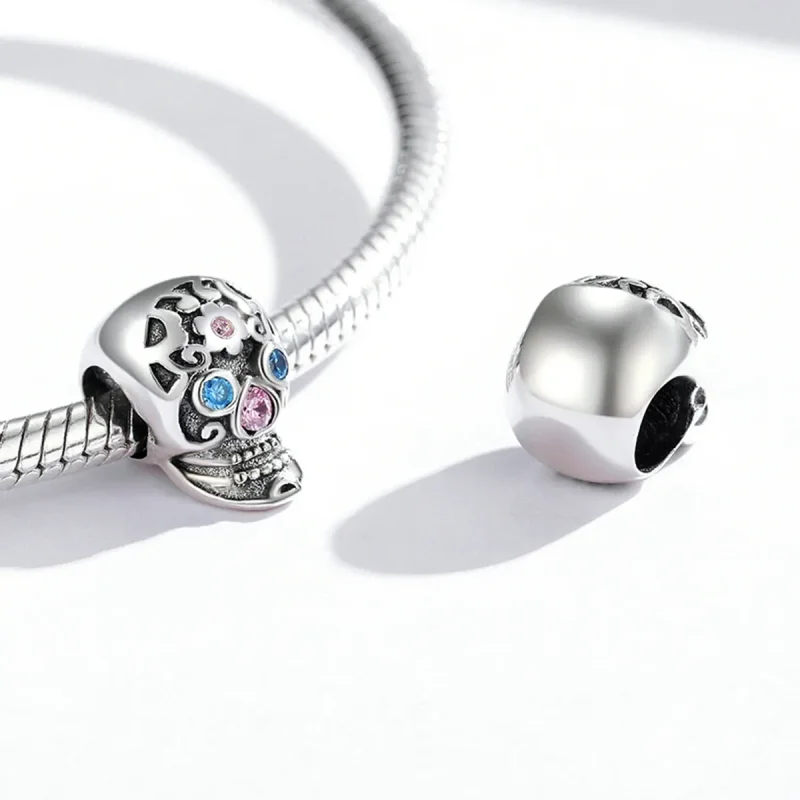 (bilde for) Pandora Style Openwork Skull Charm - BSC524 - Vis 3