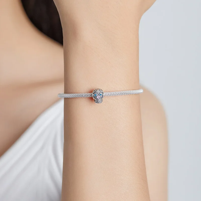 (bilde for) Pandora Style Openwork Skull Charm - BSC524 - Vis 5