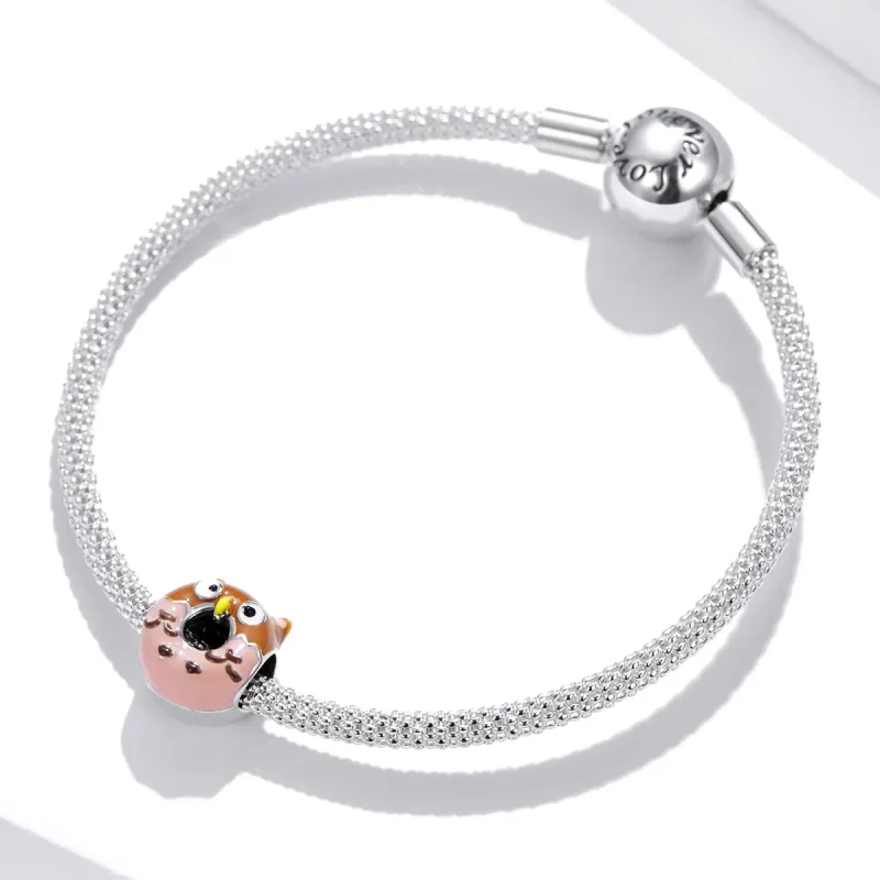 (bilde for) Pandora Style Owl Donuts Charm - SCC1882 - Vis 3