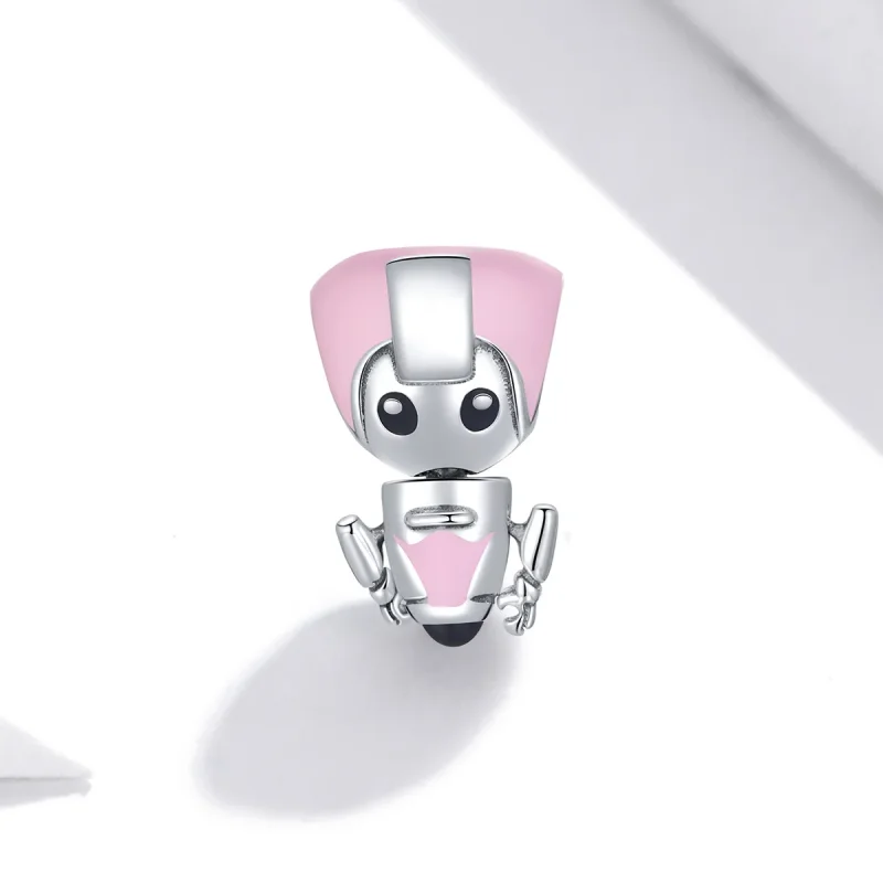 (bilde for) Pandora Style Pink Baby Robot Charm - SCC1774 - Vis 2