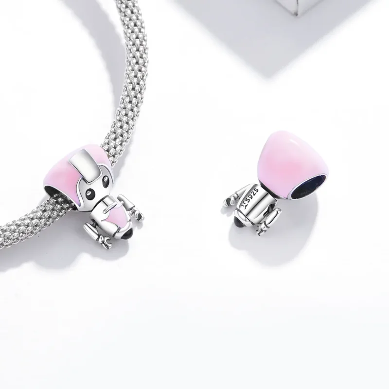 (bilde for) Pandora Style Pink Baby Robot Charm - SCC1774 - Vis 4