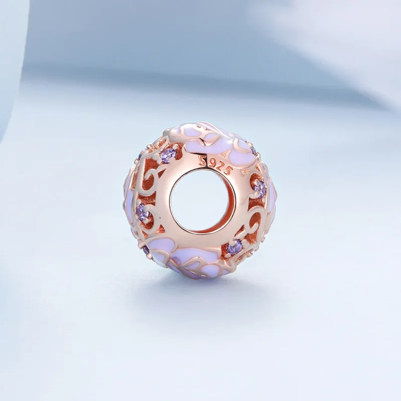 (bilde for) Pandora Style Purple Rose Charm - BSC644 - Vis 3