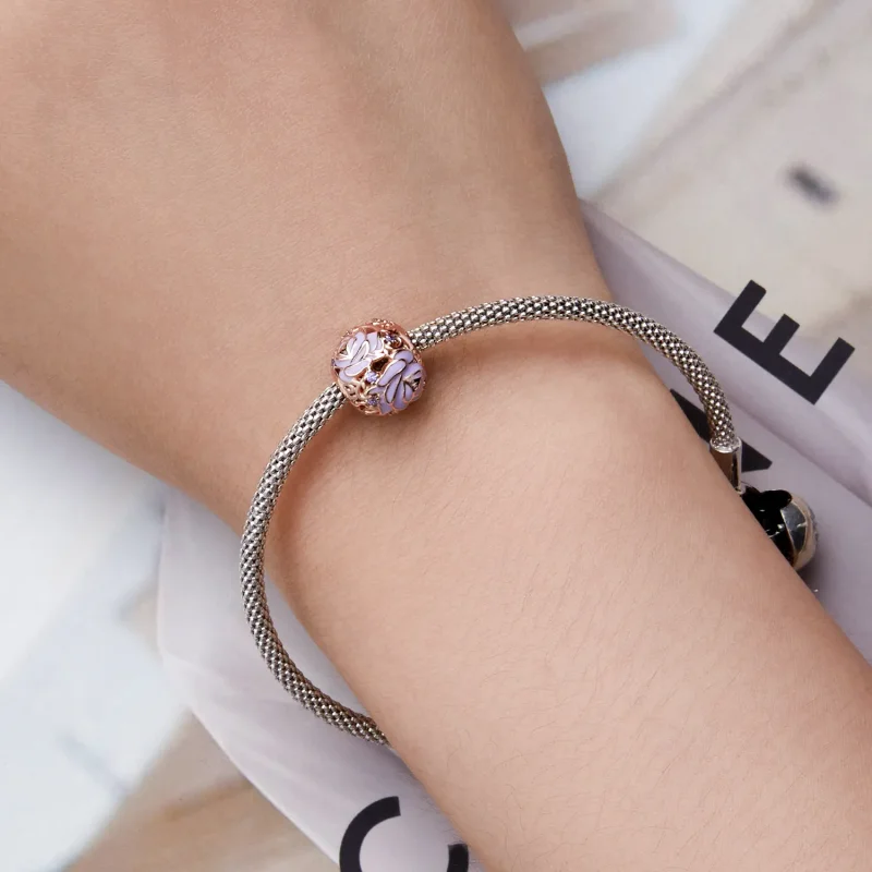 (bilde for) Pandora Style Purple Rose Charm - BSC644 - Vis 5