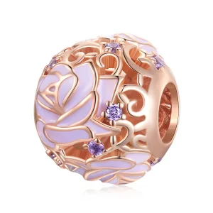 (bilde for) Pandora Style Purple Rose Charm - BSC644