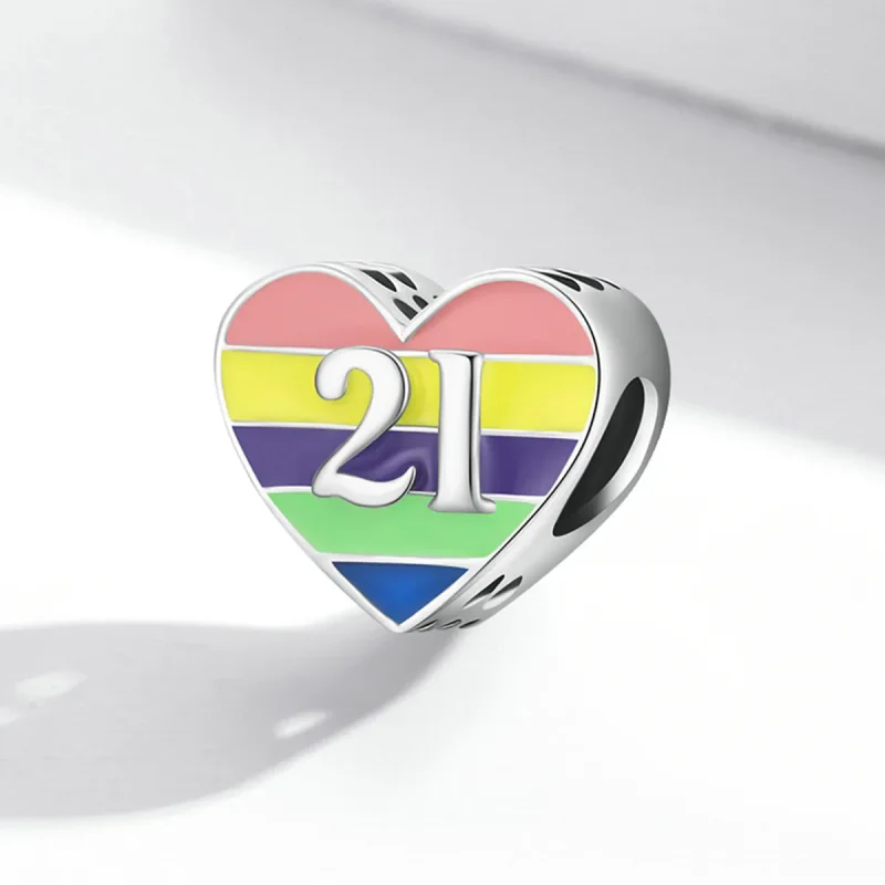 (bilde for) Pandora Style Rainbow Heart Charm - BSC548 - Vis 2