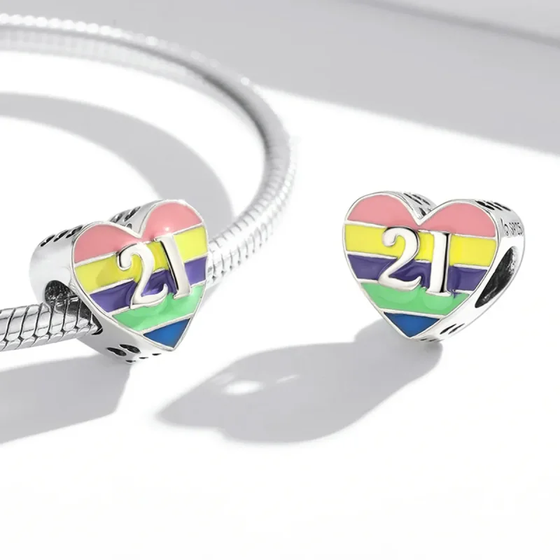 (bilde for) Pandora Style Rainbow Heart Charm - BSC548 - Vis 4