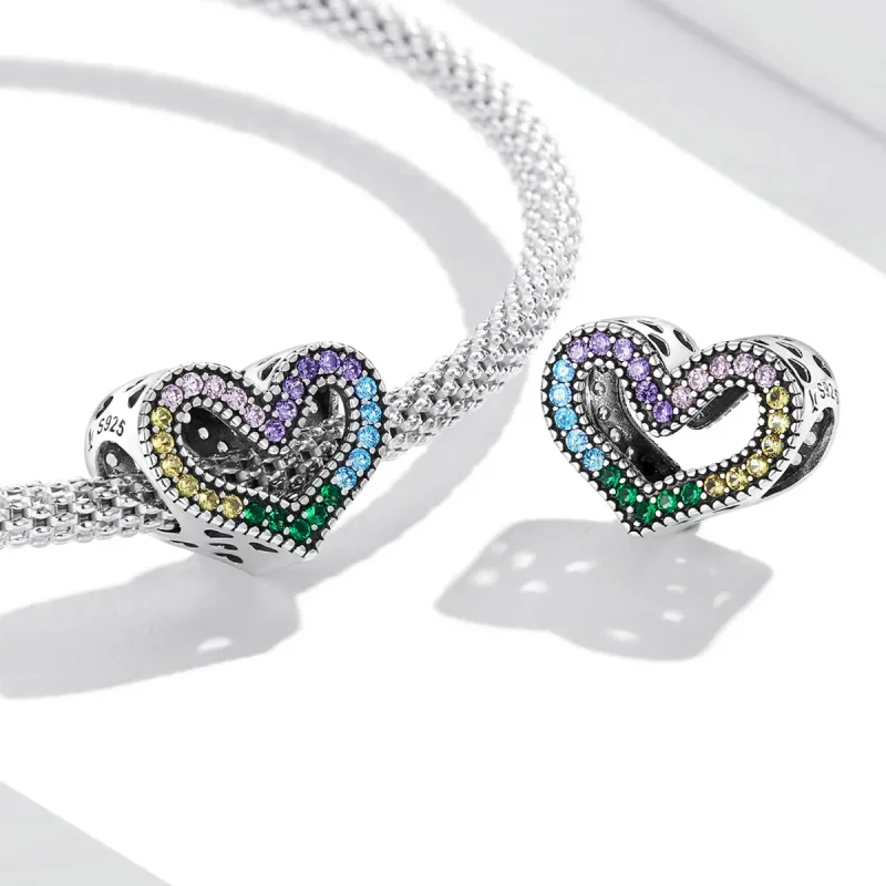 (bilde for) Pandora Style Rainbow Heart Charm - SCC2137 - Vis 4