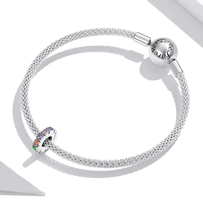 (bilde for) Pandora Style Rainbow Stone Spacer Charm - BSC473 - Vis 3