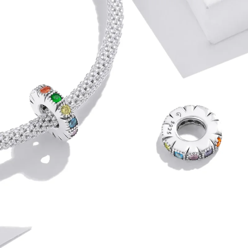 (bilde for) Pandora Style Rainbow Stone Spacer Charm - BSC473 - Vis 4