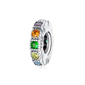 (bilde for) Pandora Style Rainbow Stone Spacer Charm - BSC473