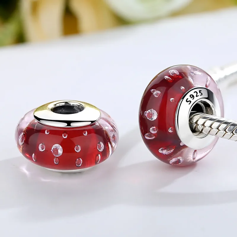 (bilde for) Pandora Style Rød Murano Glass Charm - SCZ027 - Vis 4