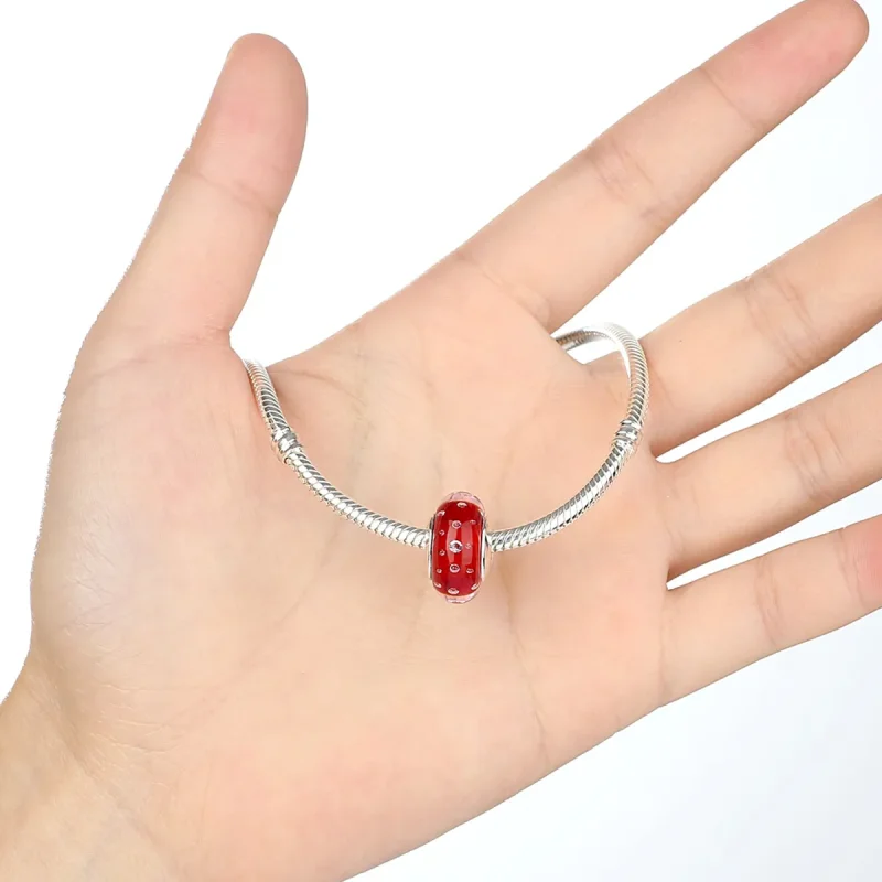 (bilde for) Pandora Style Rød Murano Glass Charm - SCZ027 - Vis 5