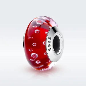 (bilde for) Pandora Style Rød Murano Glass Charm - SCZ027