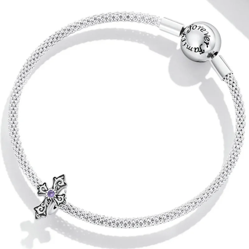 (bilde for) Pandora Style Retro mønster Cross Charm - BSC583 - Vis 3