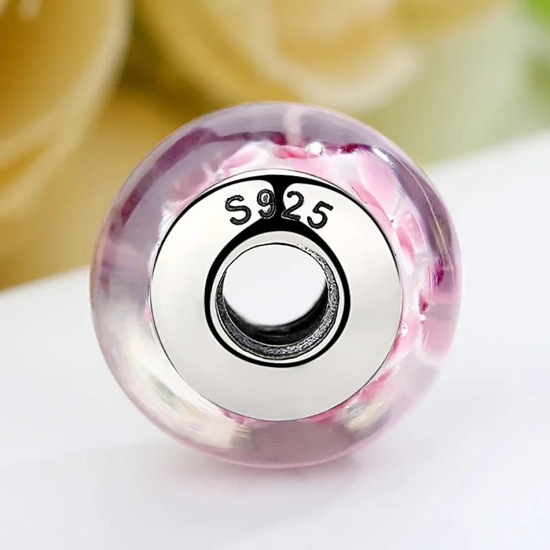 (bilde for) Pandora Style Rosa Blomster Murano Glass Charm - SCZ008 - Vis 5