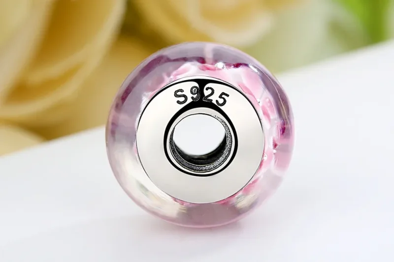 (bilde for) Pandora Style Rosa Blomster Murano Glass Charm - SCZ008 - Vis 9