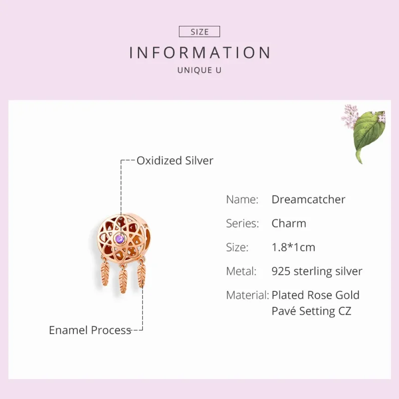 (bilde for) Pandora Style Rose Gold Dream Catcher Rose Gold Charm - SCC330-C - Vis 7