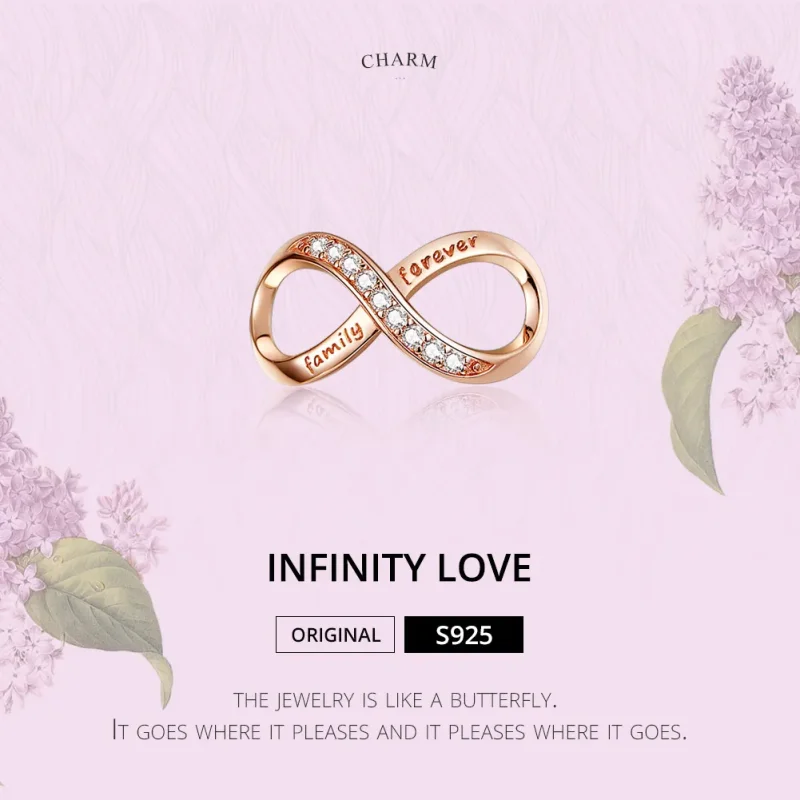 (bilde for) Pandora Style Rose Gold Infinity Charm - SCC1146-C - Vis 2