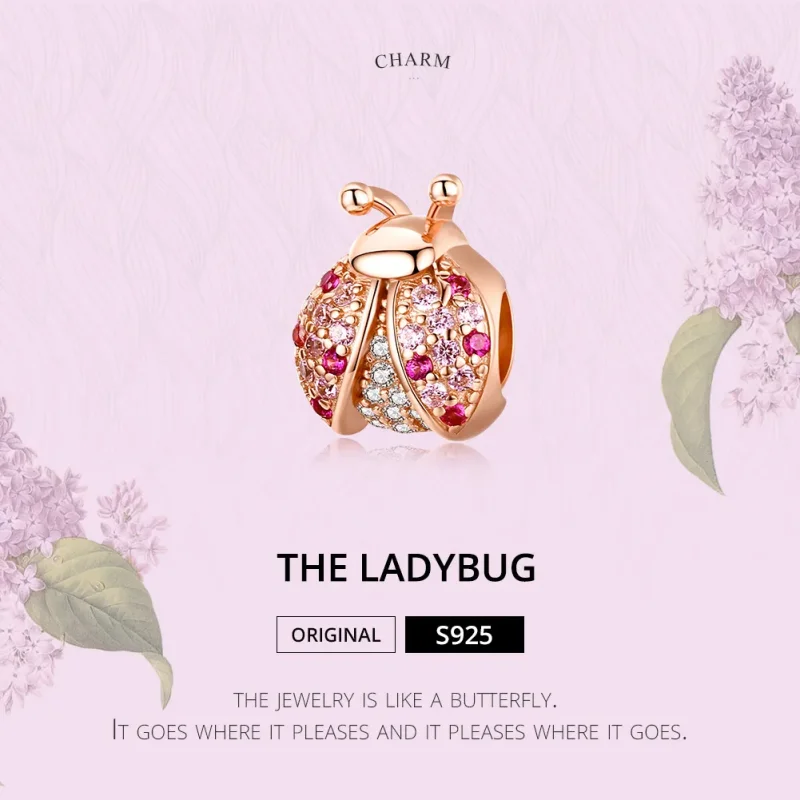(bilde for) Pandora Style Rose Gold Ladybug Charm - SCC1120-C - Vis 2
