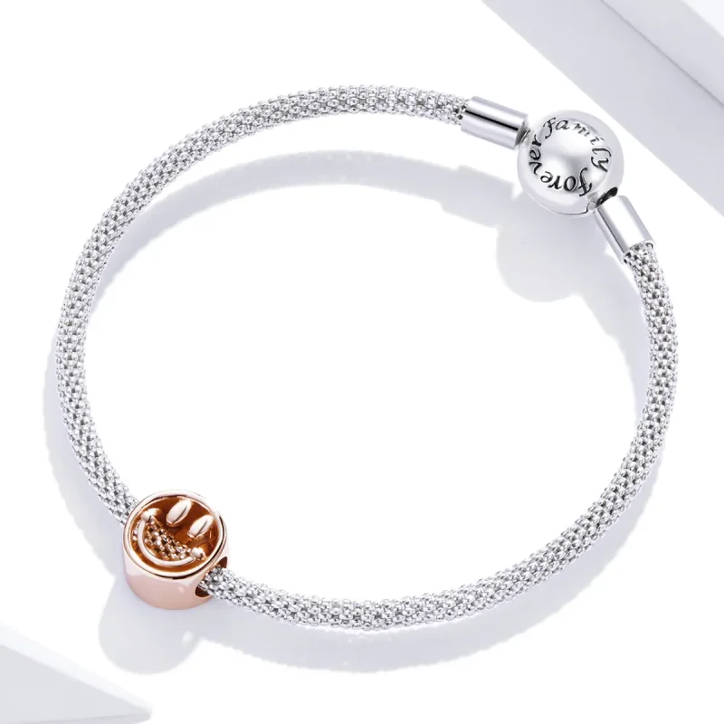 (bilde for) Pandora Style Rose Gold Lucky Smile Charm - SCC1787 - Vis 3
