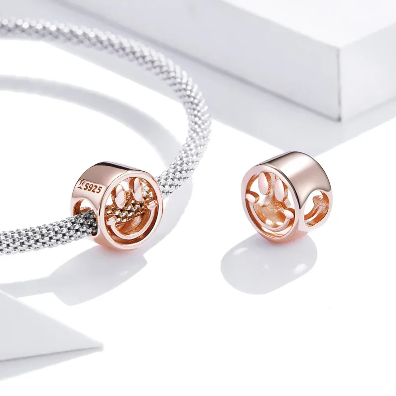 (bilde for) Pandora Style Rose Gold Lucky Smile Charm - SCC1787 - Vis 4