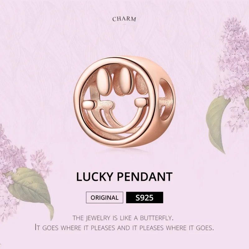 (bilde for) Pandora Style Rose Gold Lucky Smile Charm - SCC1787 - Vis 6
